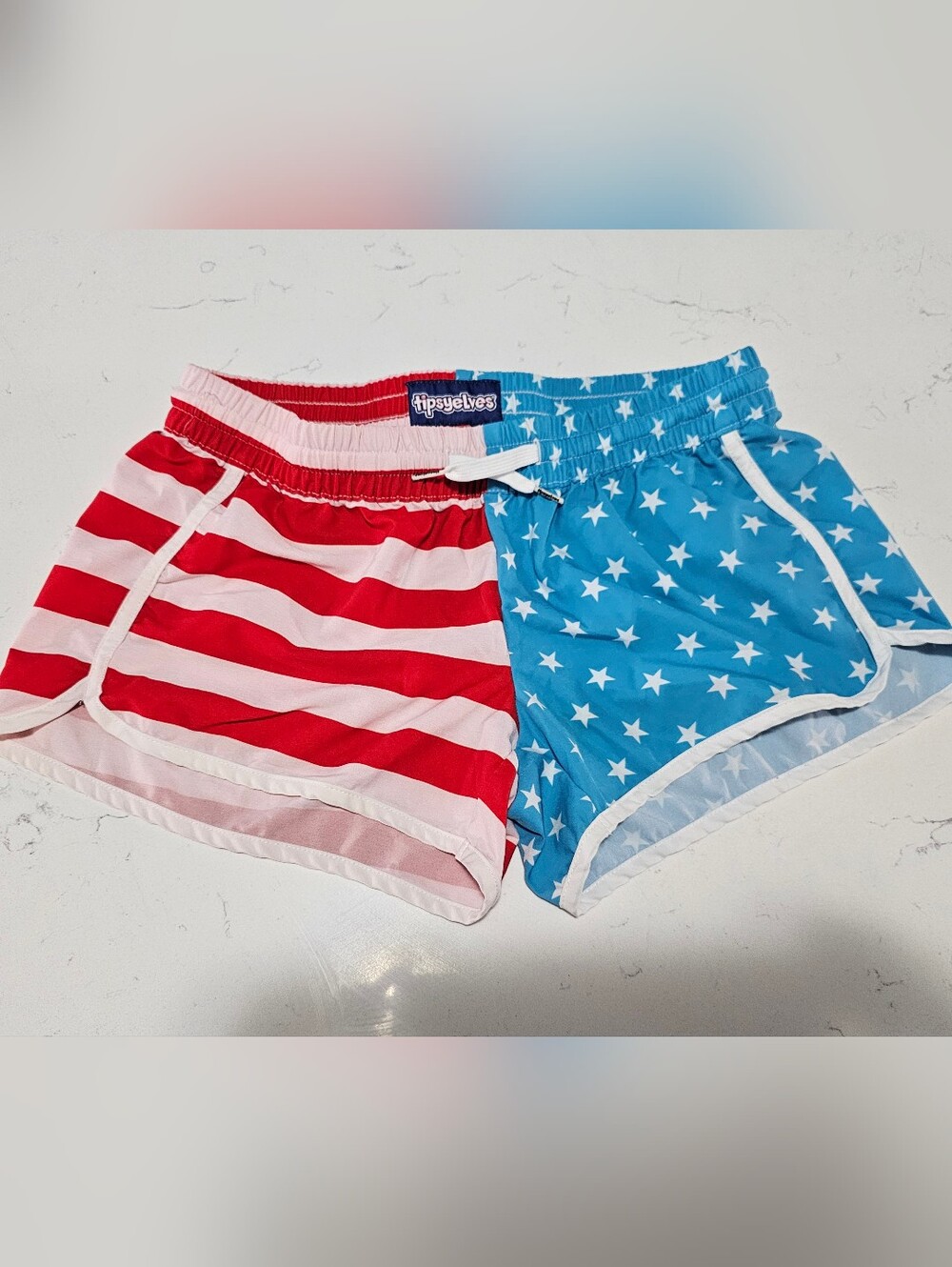 Tipsy Elves Red White & Blue USA Patriotic Swim Shorts American Flag Size Medium